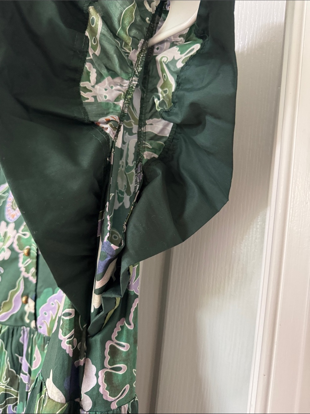 Entro Green Floral Midi Dress with Lavender Accents - Picture 4 of 7